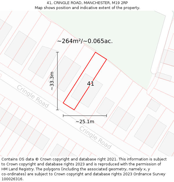41, CRINGLE ROAD, MANCHESTER, M19 2RP: Plot and title map