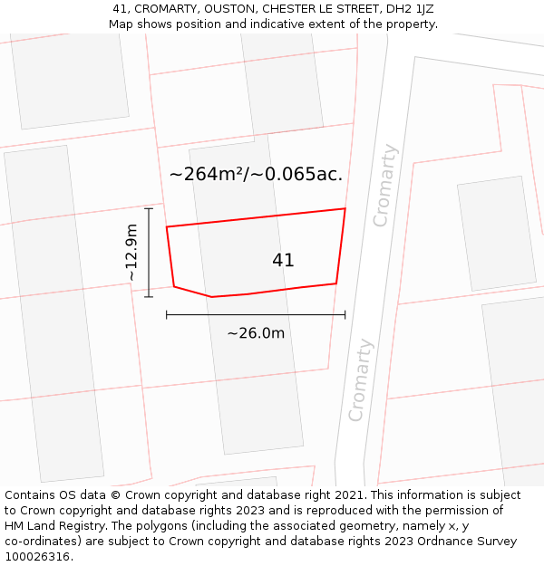 41, CROMARTY, OUSTON, CHESTER LE STREET, DH2 1JZ: Plot and title map