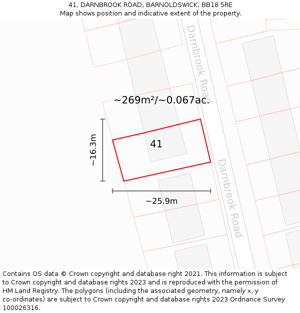 41, DARNBROOK ROAD, BARNOLDSWICK, BB18 5RE: Plot and title map