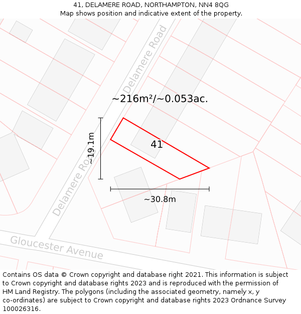 41, DELAMERE ROAD, NORTHAMPTON, NN4 8QG: Plot and title map