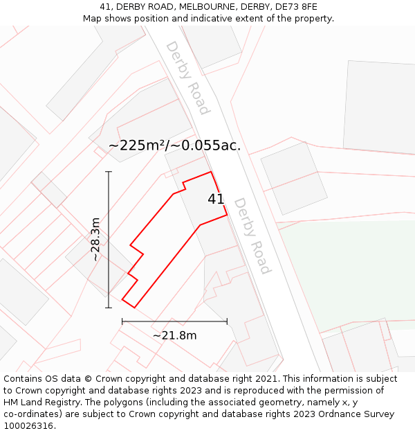 41, DERBY ROAD, MELBOURNE, DERBY, DE73 8FE: Plot and title map