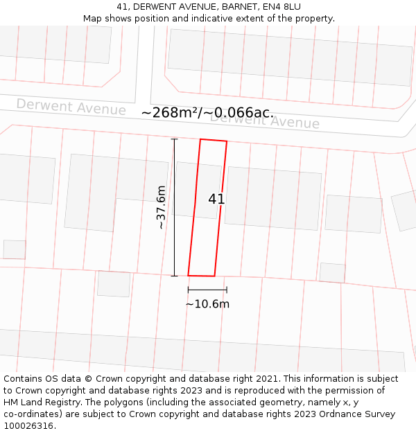 41, DERWENT AVENUE, BARNET, EN4 8LU: Plot and title map