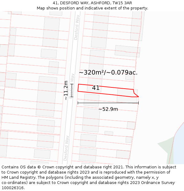 41, DESFORD WAY, ASHFORD, TW15 3AR: Plot and title map