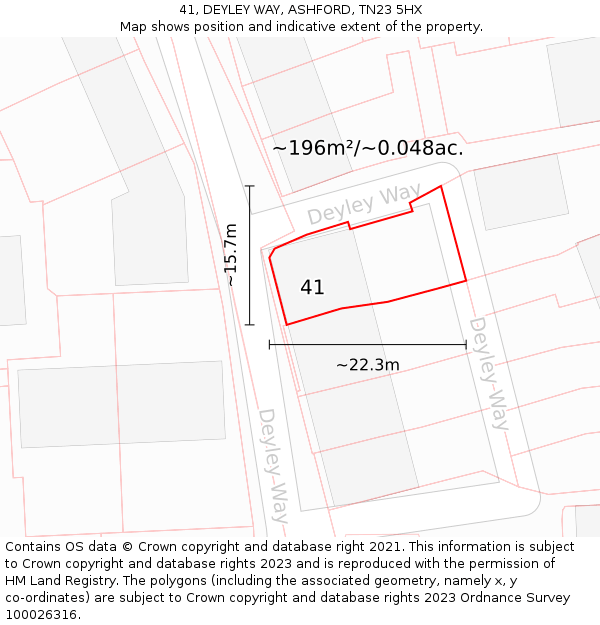 41, DEYLEY WAY, ASHFORD, TN23 5HX: Plot and title map