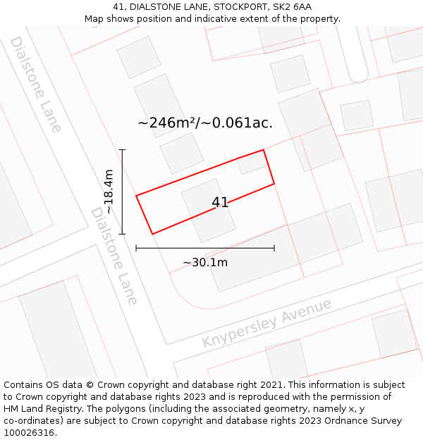 41, DIALSTONE LANE, STOCKPORT, SK2 6AA: Plot and title map