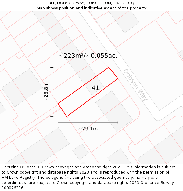 41, DOBSON WAY, CONGLETON, CW12 1GQ: Plot and title map