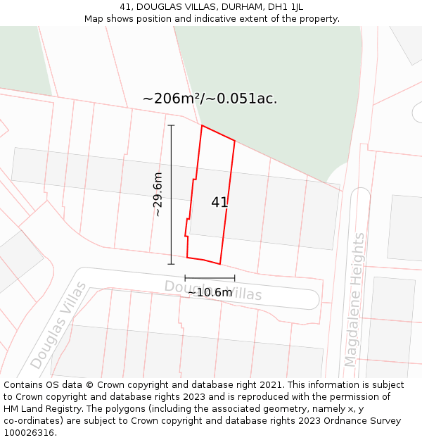 41, DOUGLAS VILLAS, DURHAM, DH1 1JL: Plot and title map