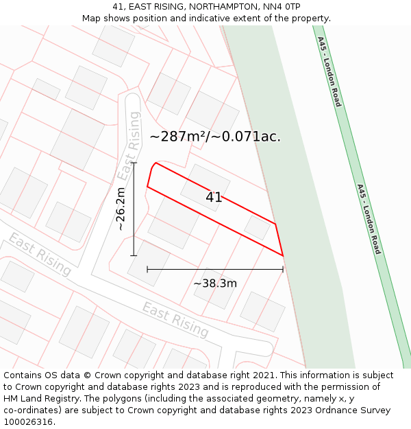 41, EAST RISING, NORTHAMPTON, NN4 0TP: Plot and title map