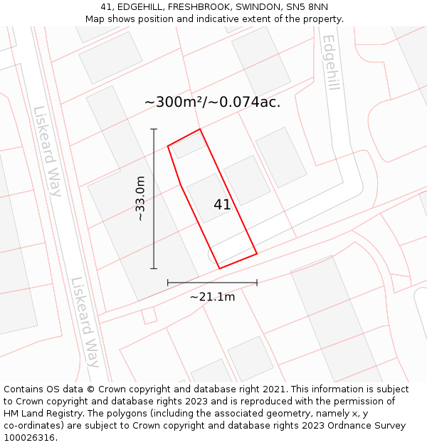 41, EDGEHILL, FRESHBROOK, SWINDON, SN5 8NN: Plot and title map