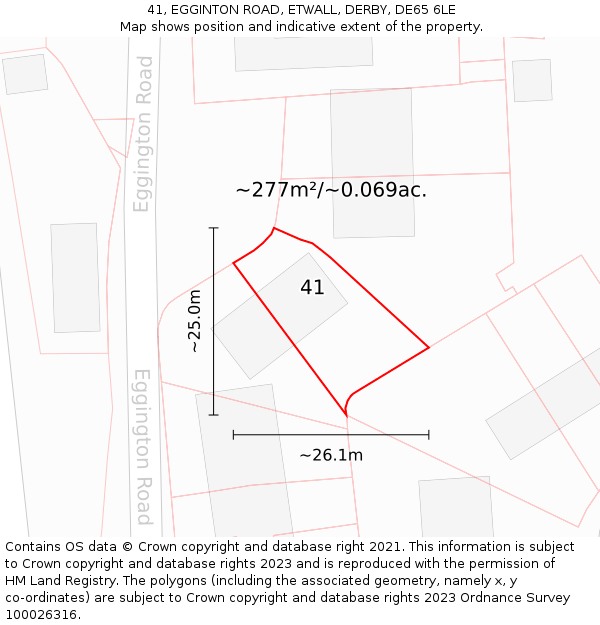 41, EGGINTON ROAD, ETWALL, DERBY, DE65 6LE: Plot and title map