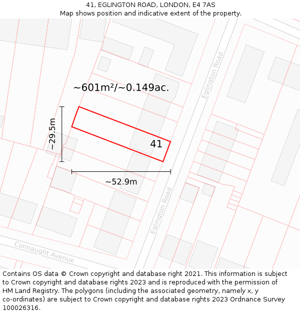 41, EGLINGTON ROAD, LONDON, E4 7AS: Plot and title map