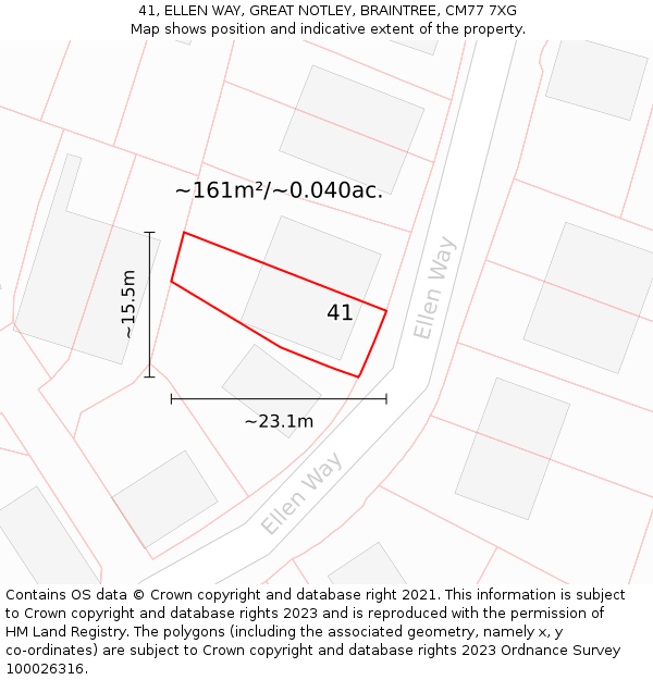 41, ELLEN WAY, GREAT NOTLEY, BRAINTREE, CM77 7XG: Plot and title map