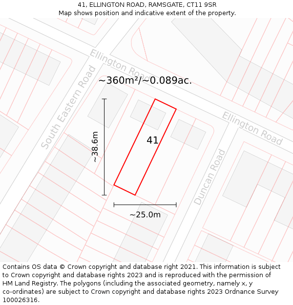 41, ELLINGTON ROAD, RAMSGATE, CT11 9SR: Plot and title map