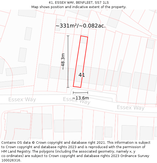 41, ESSEX WAY, BENFLEET, SS7 1LS: Plot and title map