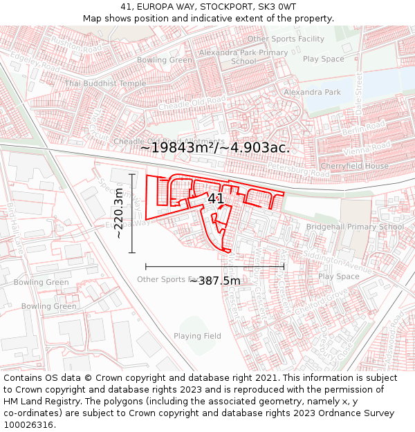 41, EUROPA WAY, STOCKPORT, SK3 0WT: Plot and title map