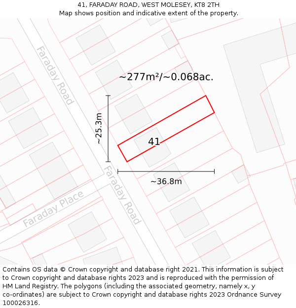 41, FARADAY ROAD, WEST MOLESEY, KT8 2TH: Plot and title map