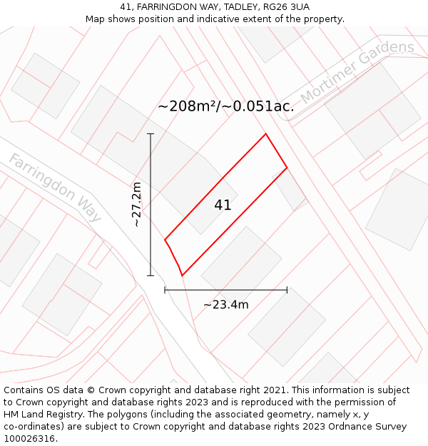 41, FARRINGDON WAY, TADLEY, RG26 3UA: Plot and title map