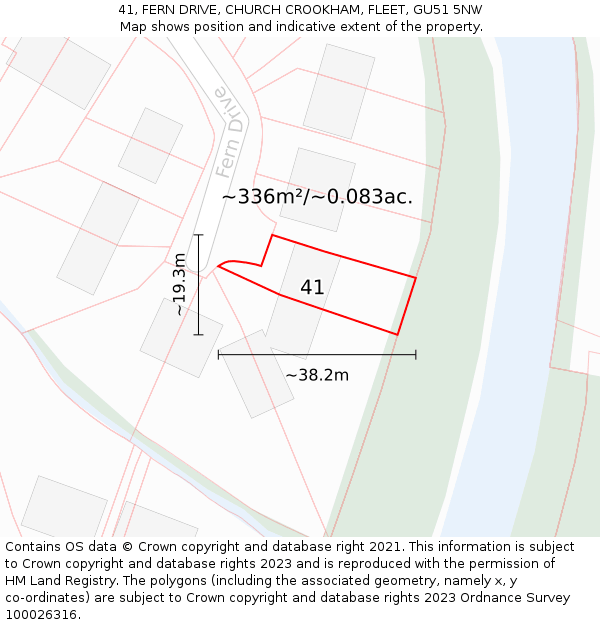 41, FERN DRIVE, CHURCH CROOKHAM, FLEET, GU51 5NW: Plot and title map