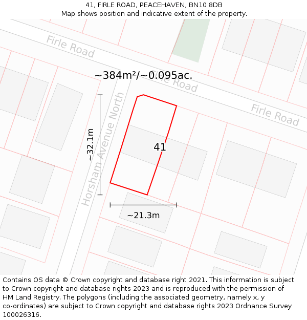 41, FIRLE ROAD, PEACEHAVEN, BN10 8DB: Plot and title map