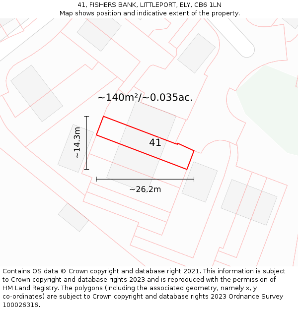 41, FISHERS BANK, LITTLEPORT, ELY, CB6 1LN: Plot and title map