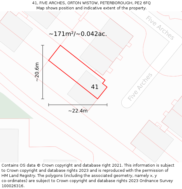 41, FIVE ARCHES, ORTON WISTOW, PETERBOROUGH, PE2 6FQ: Plot and title map