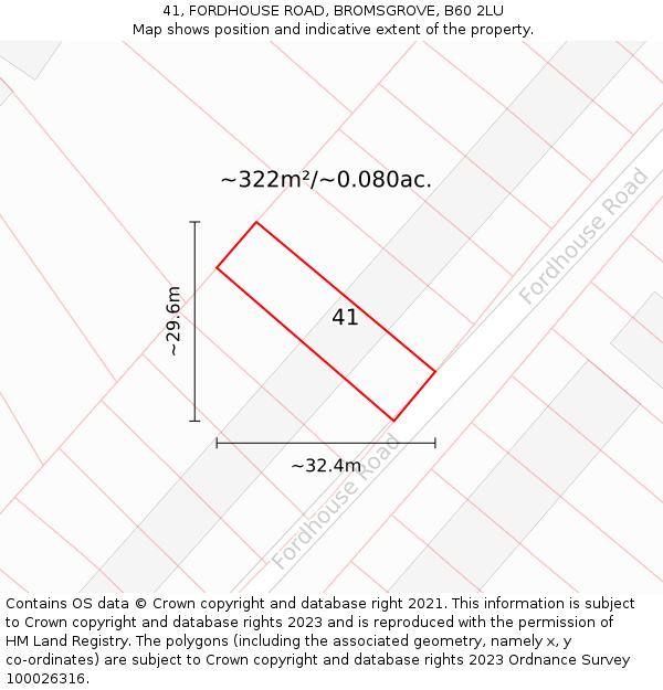 41, FORDHOUSE ROAD, BROMSGROVE, B60 2LU: Plot and title map