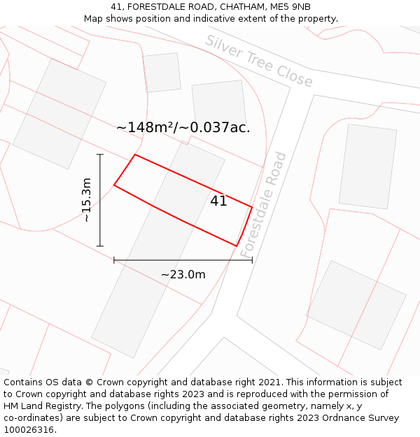 41, FORESTDALE ROAD, CHATHAM, ME5 9NB: Plot and title map