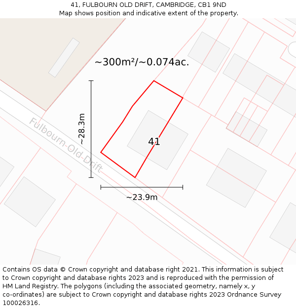 41, FULBOURN OLD DRIFT, CAMBRIDGE, CB1 9ND: Plot and title map