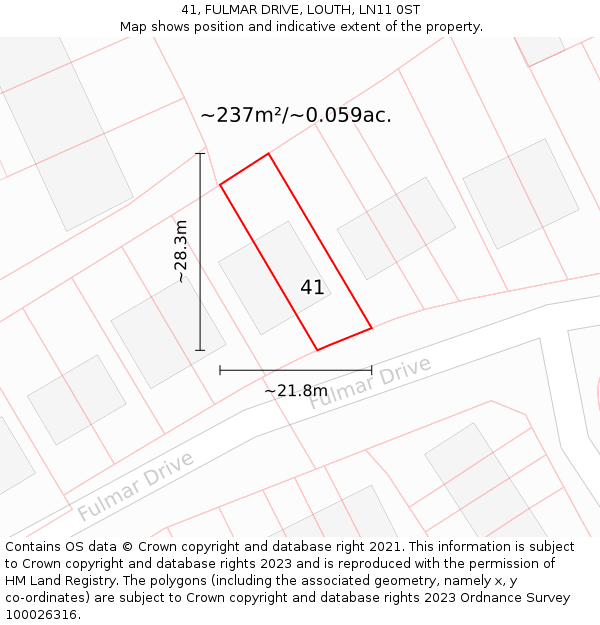 41, FULMAR DRIVE, LOUTH, LN11 0ST: Plot and title map