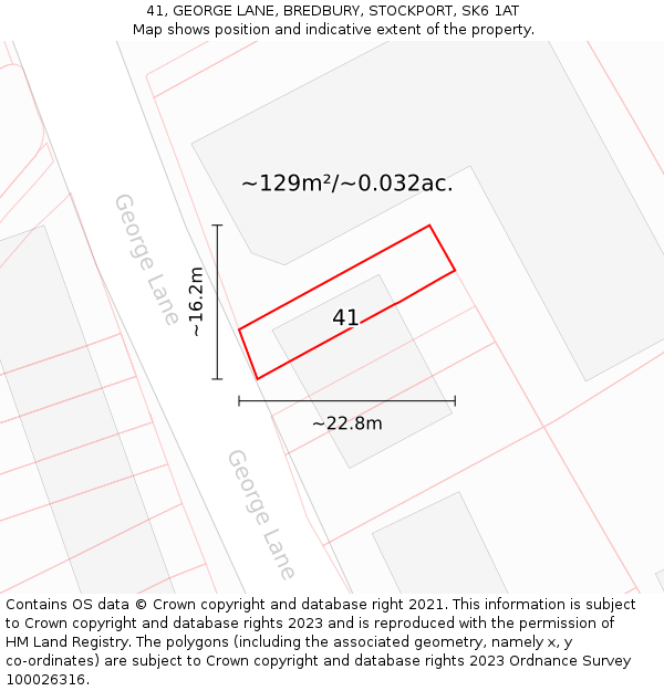 41, GEORGE LANE, BREDBURY, STOCKPORT, SK6 1AT: Plot and title map