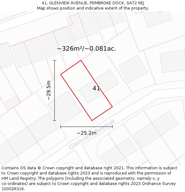 41, GLENVIEW AVENUE, PEMBROKE DOCK, SA72 6EJ: Plot and title map