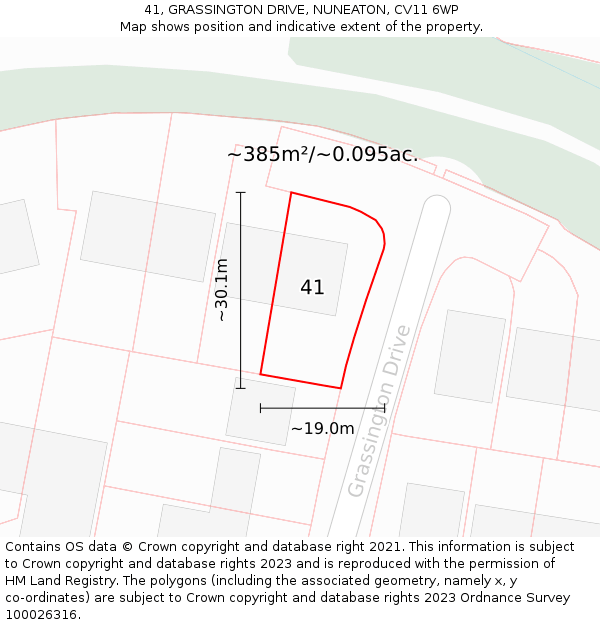 41, GRASSINGTON DRIVE, NUNEATON, CV11 6WP: Plot and title map