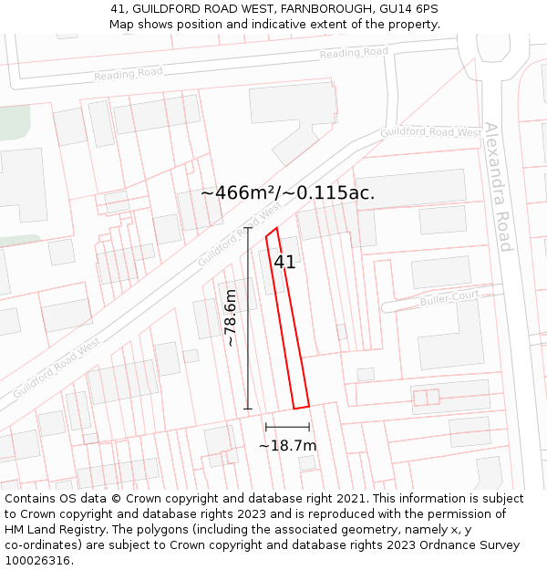 41, GUILDFORD ROAD WEST, FARNBOROUGH, GU14 6PS: Plot and title map