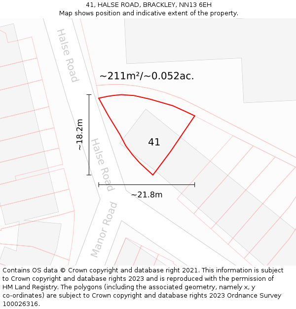 41, HALSE ROAD, BRACKLEY, NN13 6EH: Plot and title map