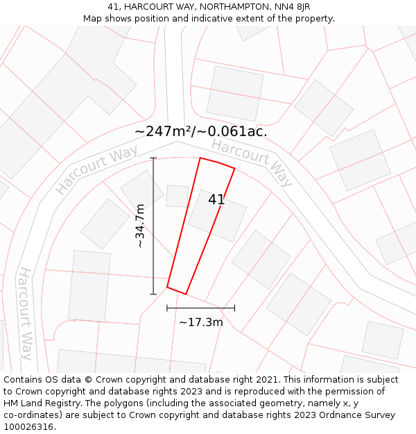 41, HARCOURT WAY, NORTHAMPTON, NN4 8JR: Plot and title map