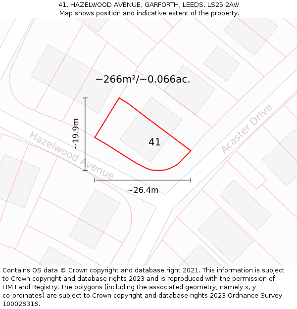 41, HAZELWOOD AVENUE, GARFORTH, LEEDS, LS25 2AW: Plot and title map