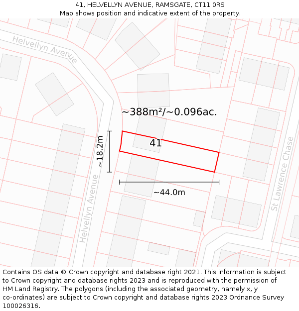 41, HELVELLYN AVENUE, RAMSGATE, CT11 0RS: Plot and title map