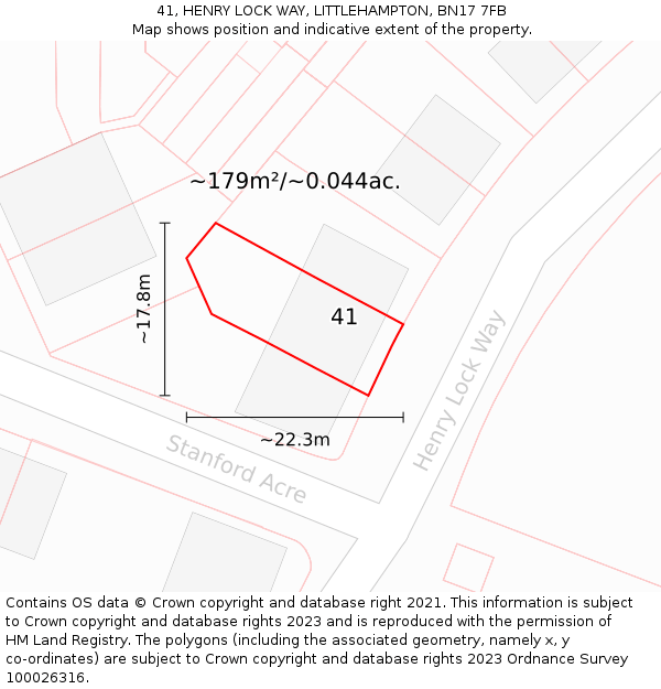 41, HENRY LOCK WAY, LITTLEHAMPTON, BN17 7FB: Plot and title map