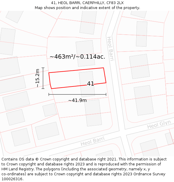 41, HEOL BARRI, CAERPHILLY, CF83 2LX: Plot and title map