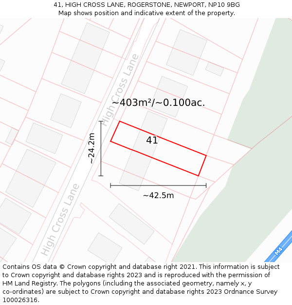 41, HIGH CROSS LANE, ROGERSTONE, NEWPORT, NP10 9BG: Plot and title map