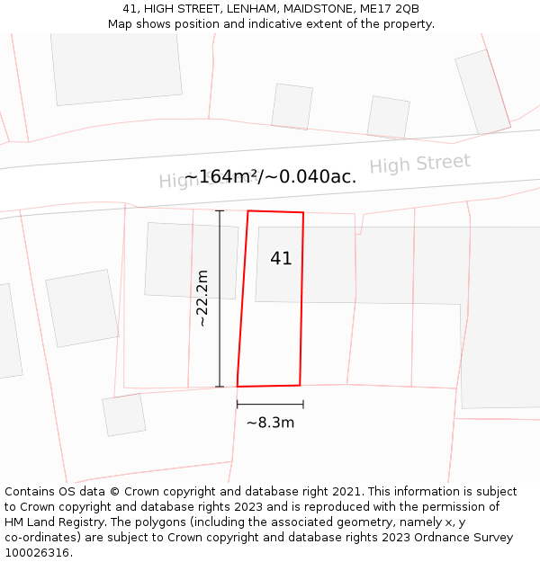 41, HIGH STREET, LENHAM, MAIDSTONE, ME17 2QB: Plot and title map