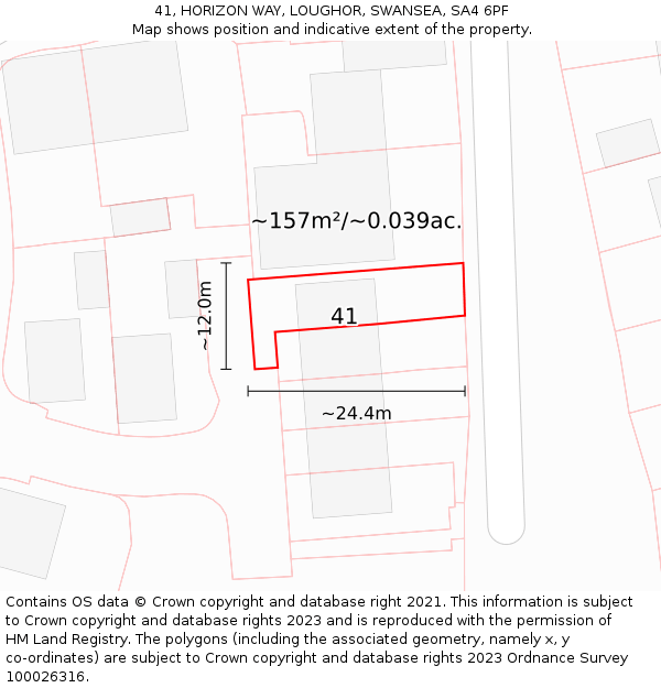 41, HORIZON WAY, LOUGHOR, SWANSEA, SA4 6PF: Plot and title map