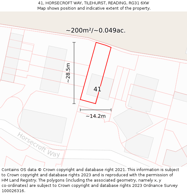 41, HORSECROFT WAY, TILEHURST, READING, RG31 6XW: Plot and title map