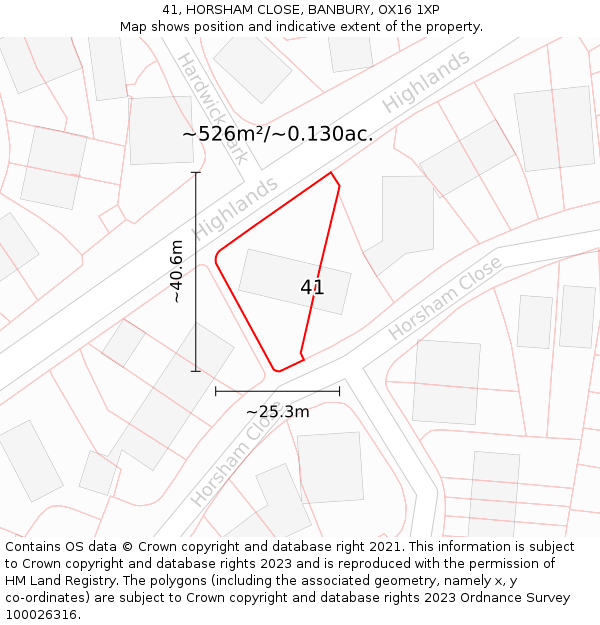 41, HORSHAM CLOSE, BANBURY, OX16 1XP: Plot and title map