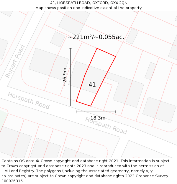 41, HORSPATH ROAD, OXFORD, OX4 2QN: Plot and title map