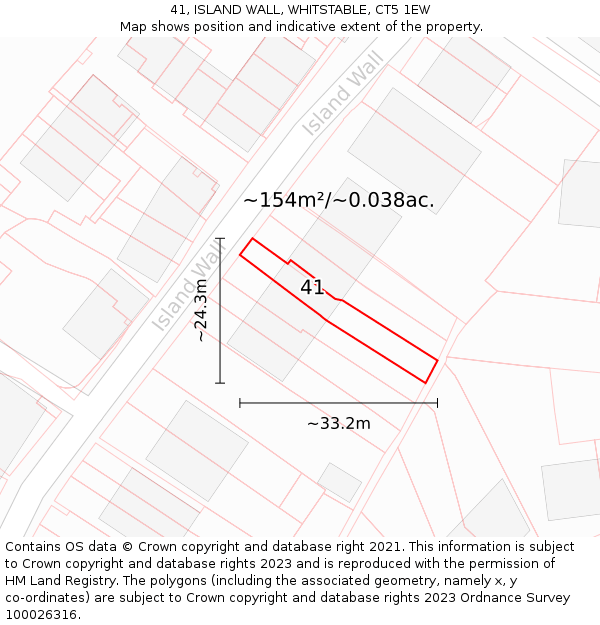 41, ISLAND WALL, WHITSTABLE, CT5 1EW: Plot and title map