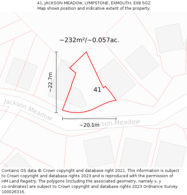 41, JACKSON MEADOW, LYMPSTONE, EXMOUTH, EX8 5GZ: Plot and title map