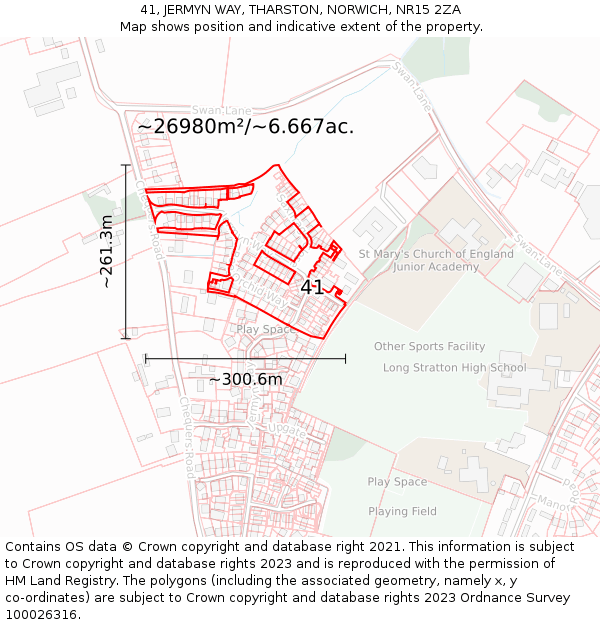 41, JERMYN WAY, THARSTON, NORWICH, NR15 2ZA: Plot and title map