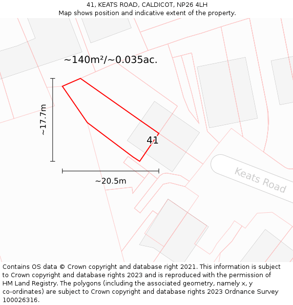 41, KEATS ROAD, CALDICOT, NP26 4LH: Plot and title map