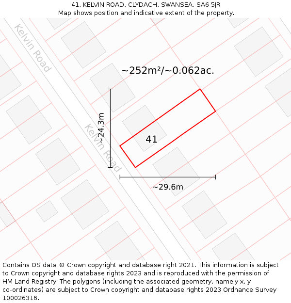 41, KELVIN ROAD, CLYDACH, SWANSEA, SA6 5JR: Plot and title map